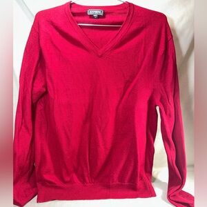 Express V-Neck Merino Wool Sweater in Bold Red